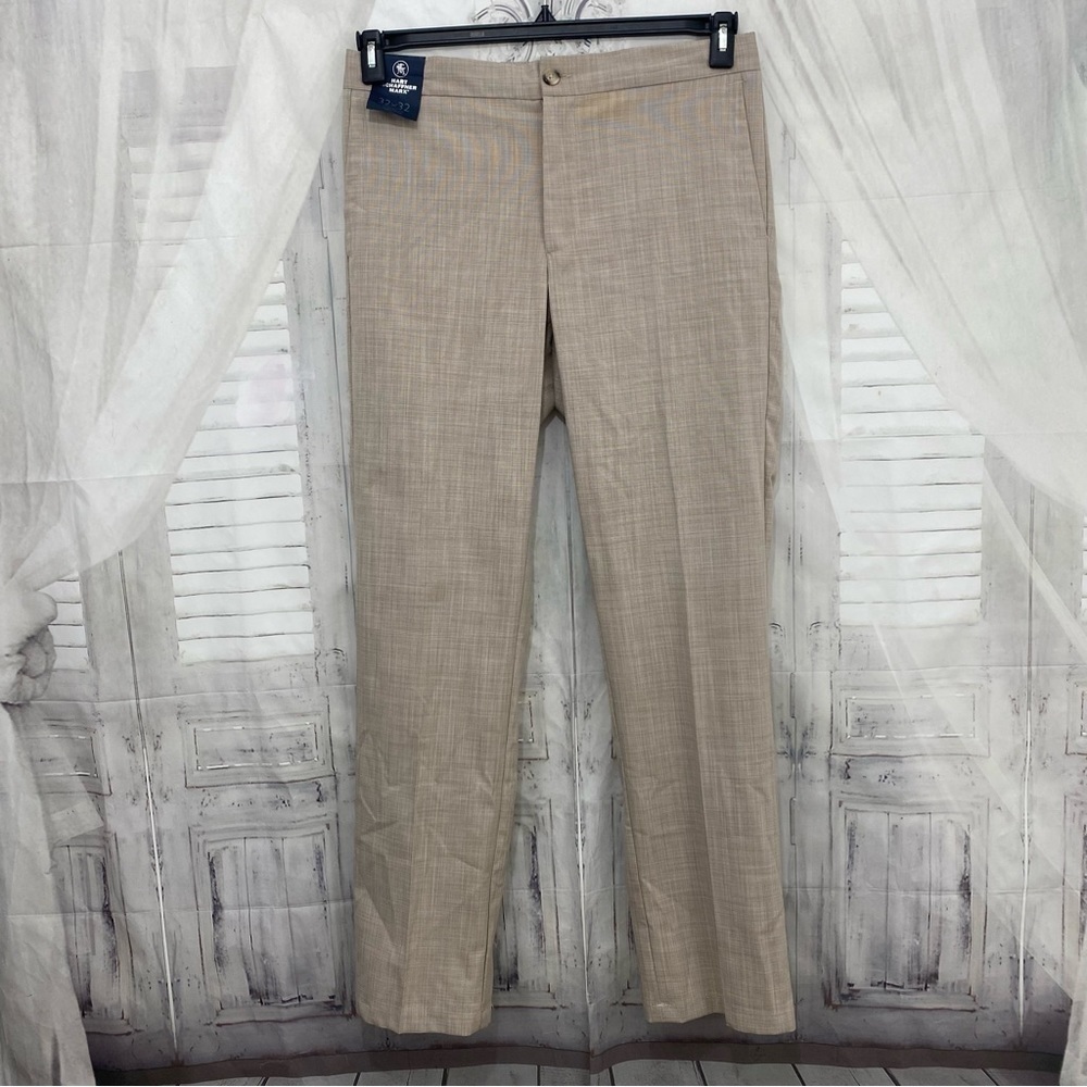 Hart Schaffner Marx Pants Size 32x32 Tan Beige Dress Drawstring Straight Flat